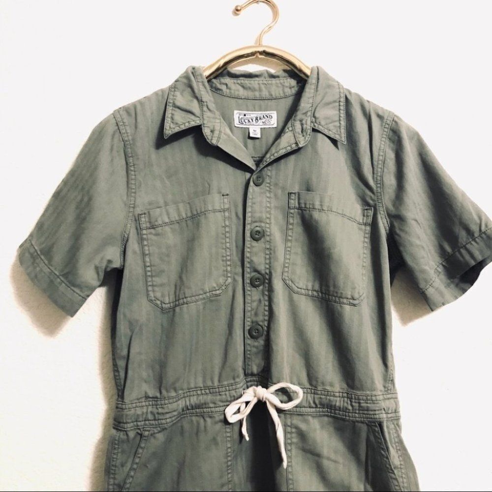Lucky Brand drawstring raw hem dress army green - Picture 12 of 15